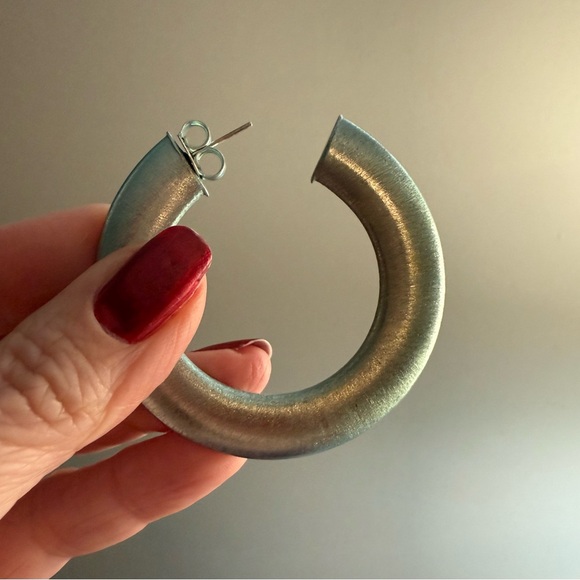 Sheila Fajl Silver Blue Hoop Earrings - Picture 4 of 4